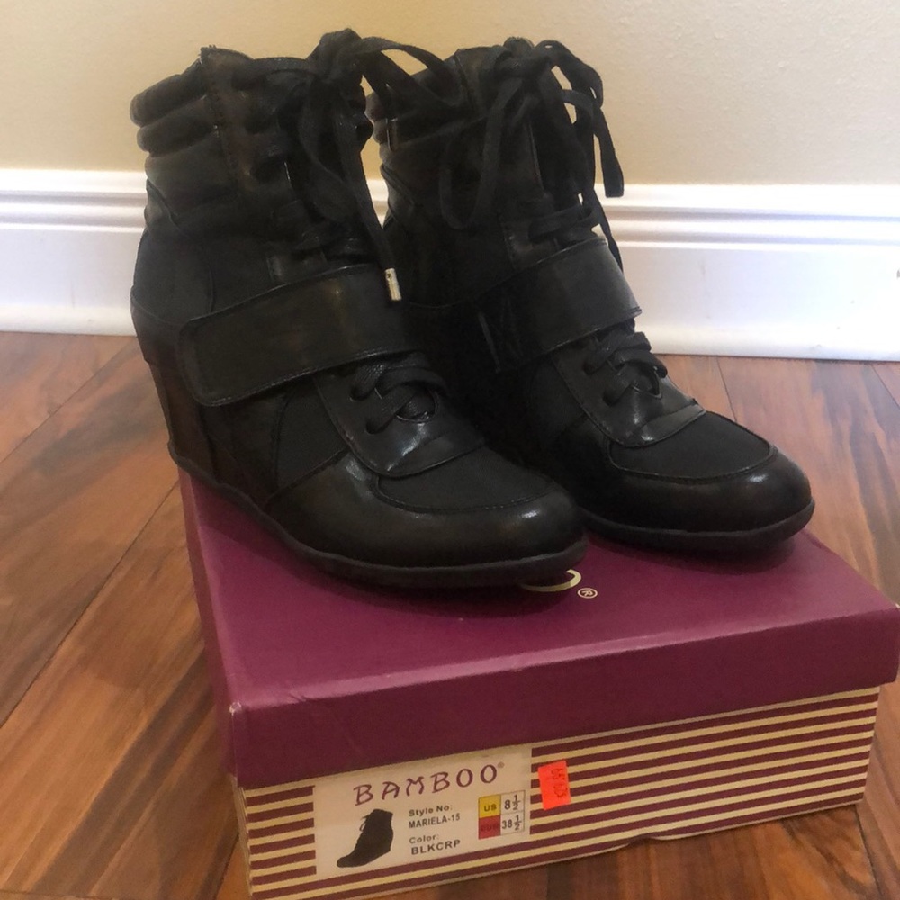 Black wedge bootie